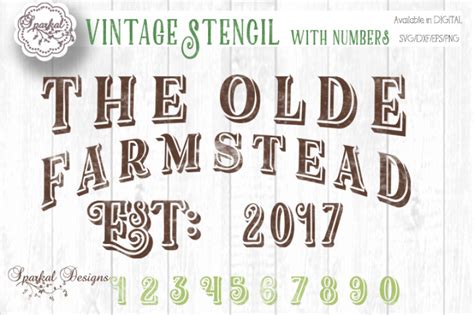 Download Free The Olde Farmstead Established Sign Stencil - Full set of Numbers
Included - Cutting File Cameo